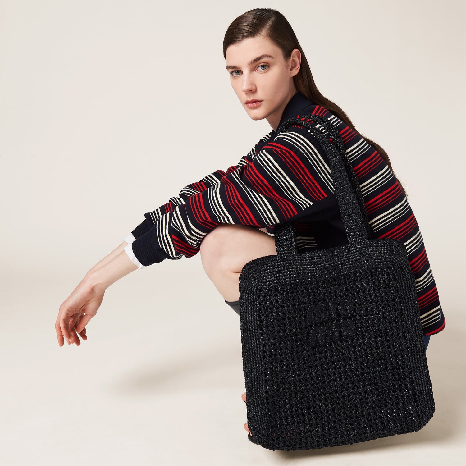 Woven fabric tote bag