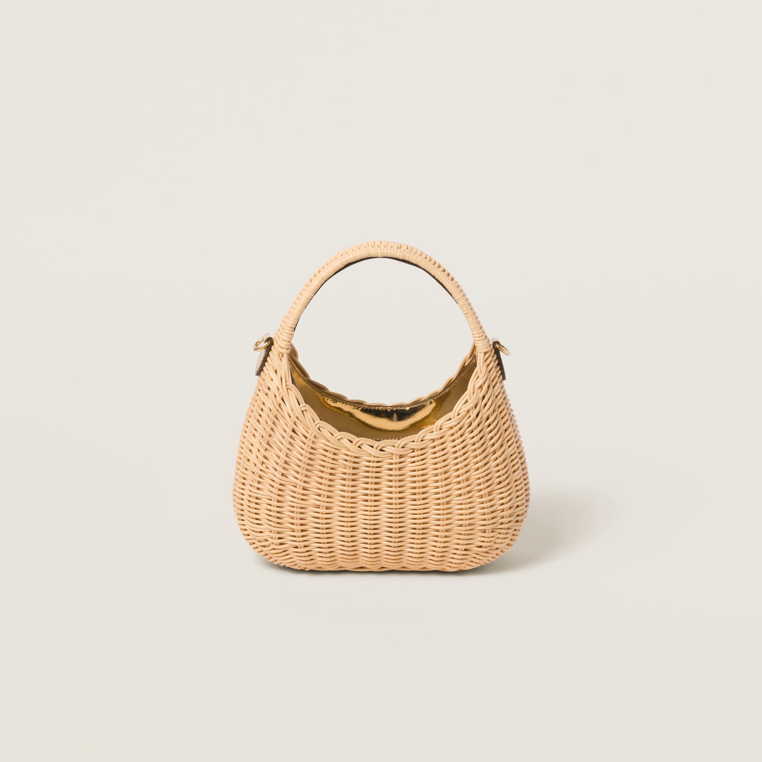 Wander woven raffia-effect yarn hobo bag with leather details