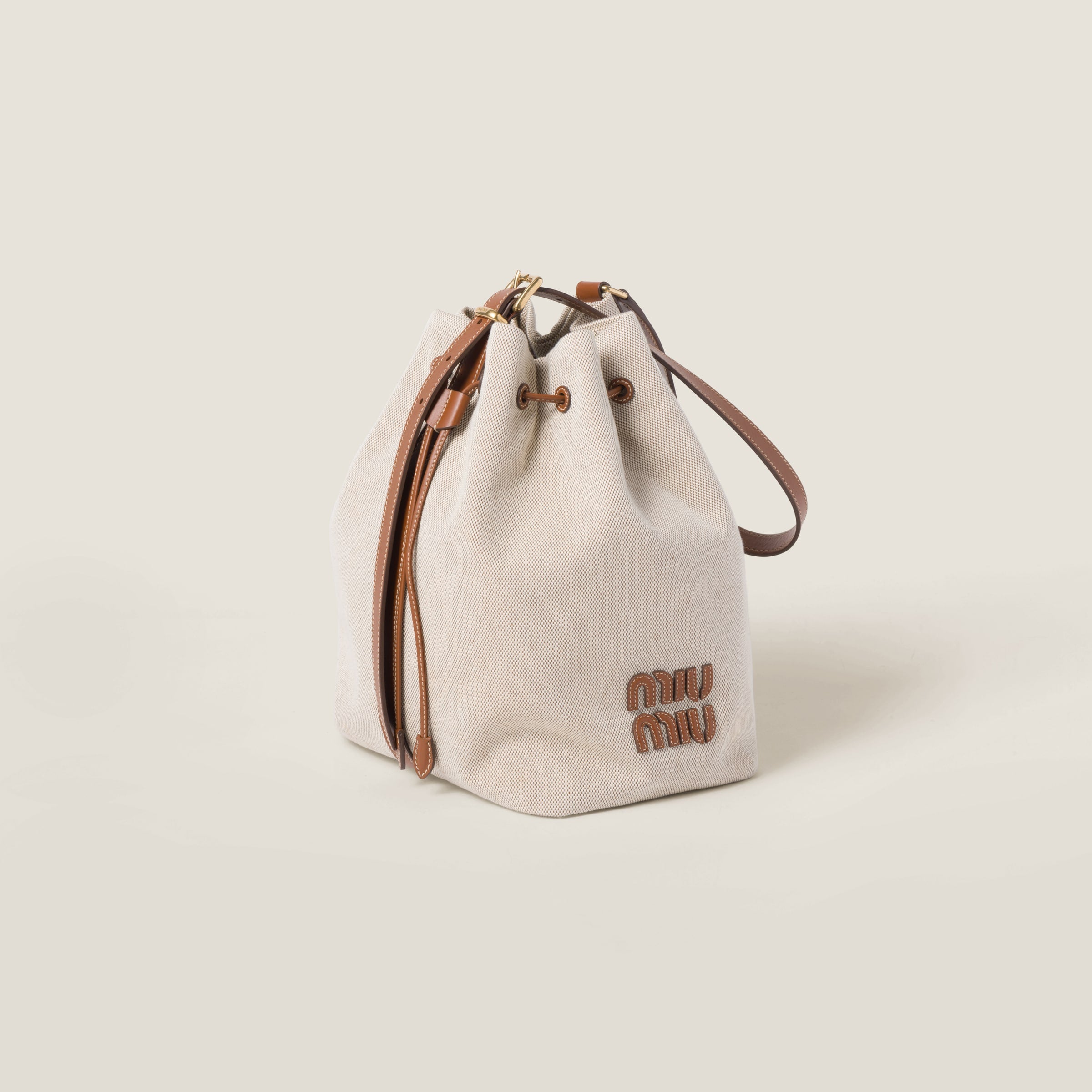 Canvas and leather bucket bag