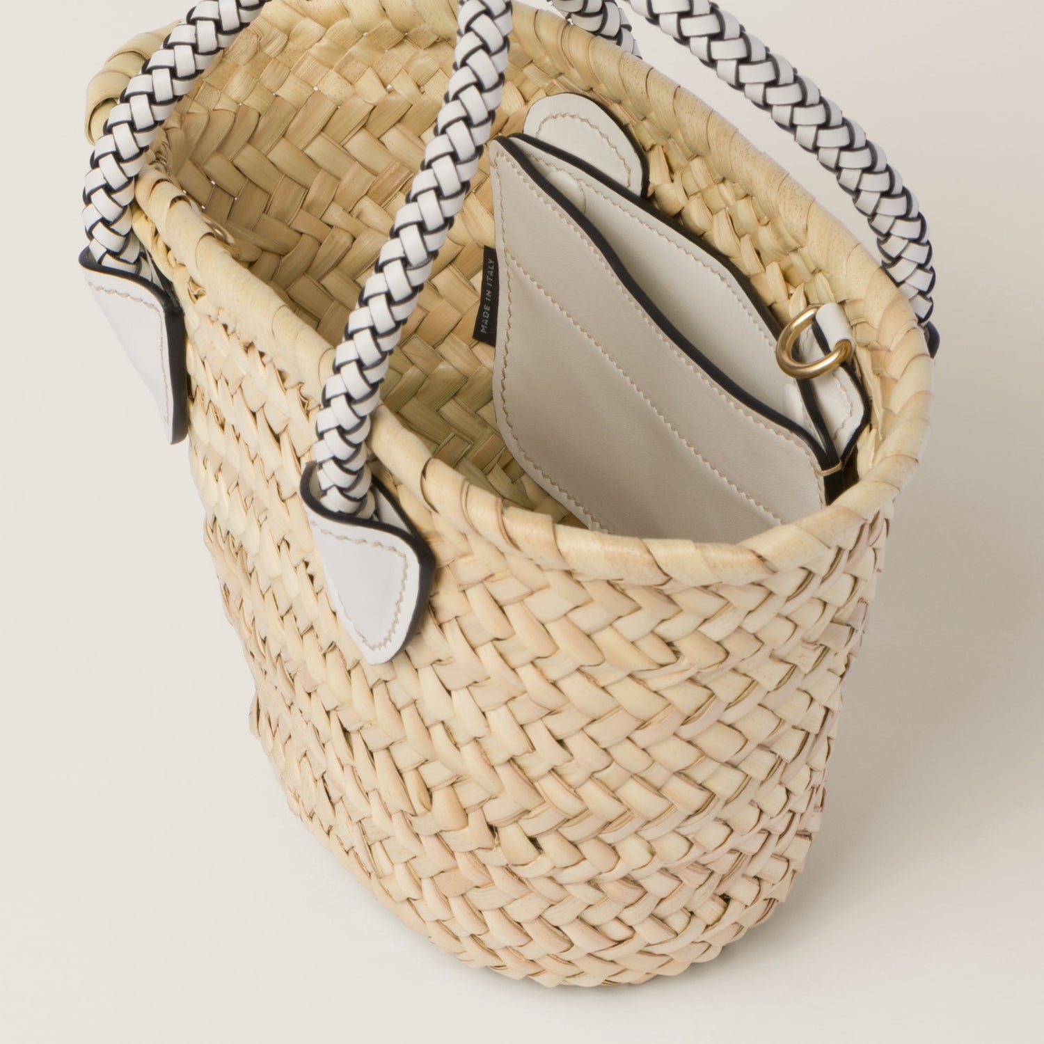 Woven fabric handbag