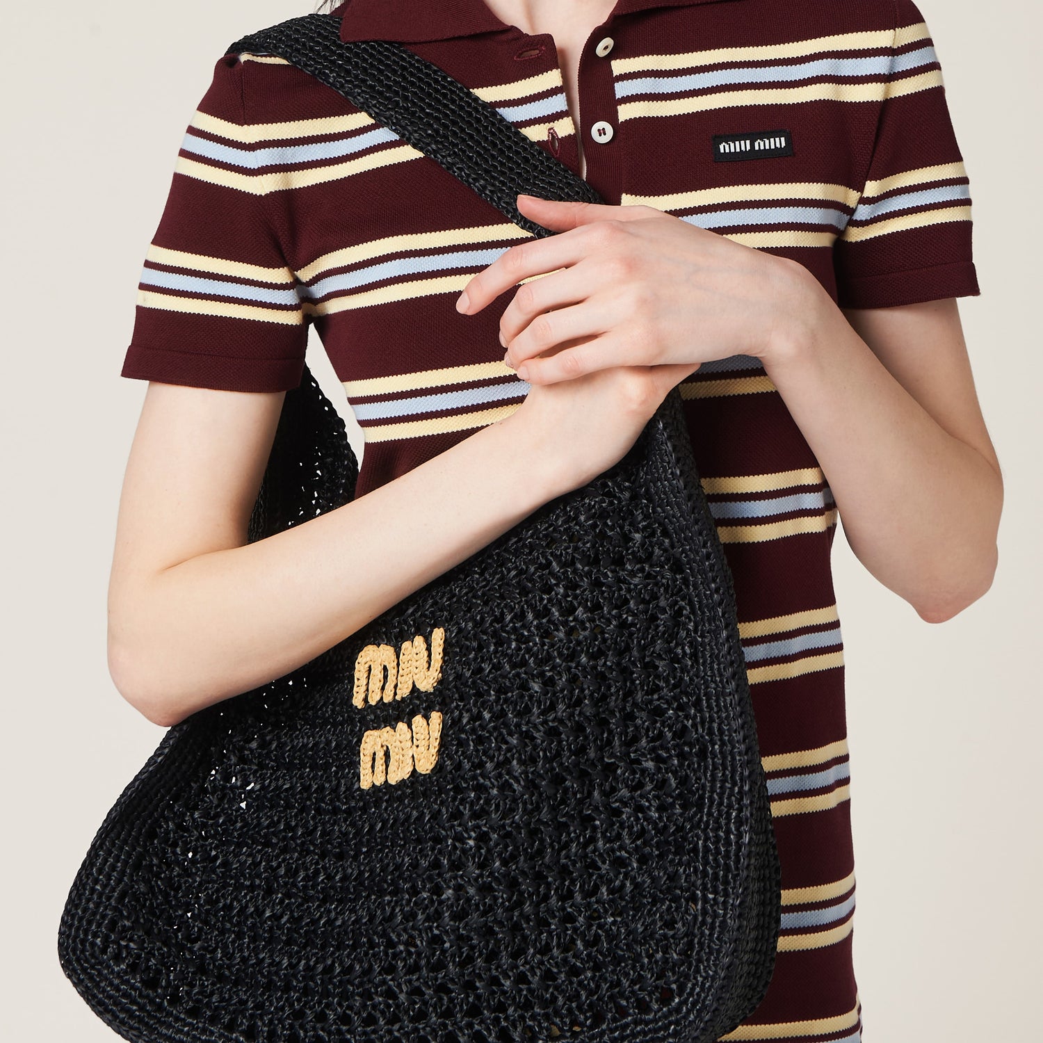 Woven fabric hobo bag