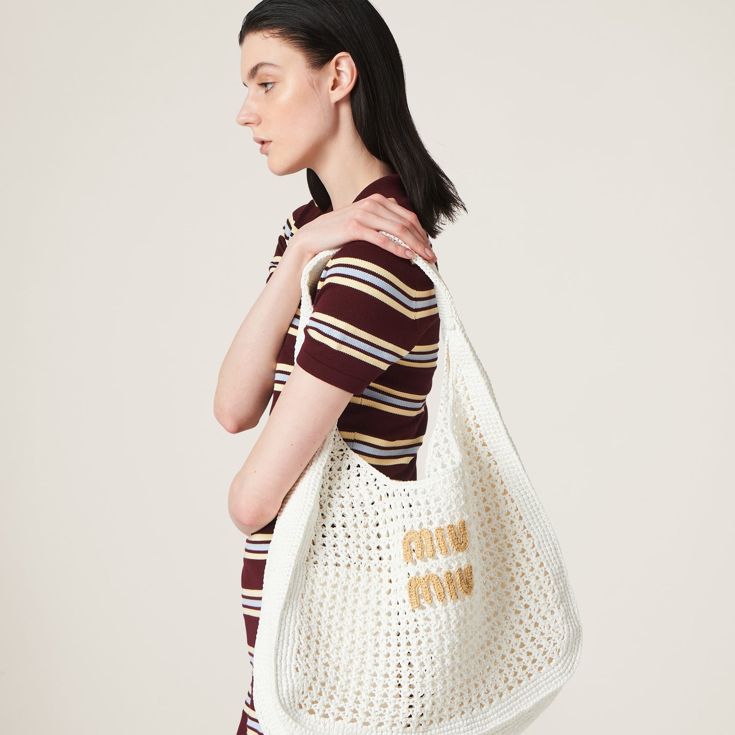 Woven fabric hobo bag