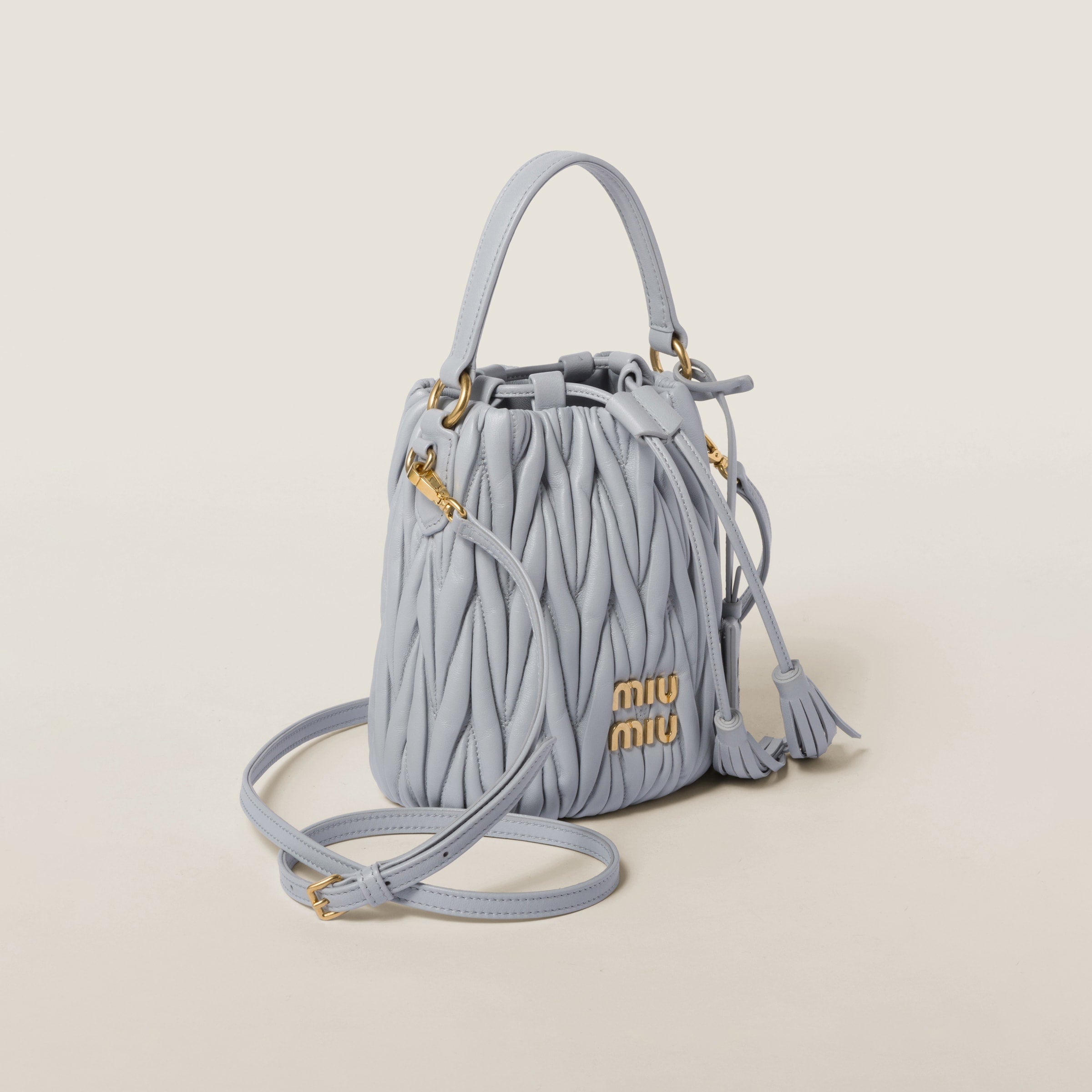 Matelassé nappa leather bucket bag