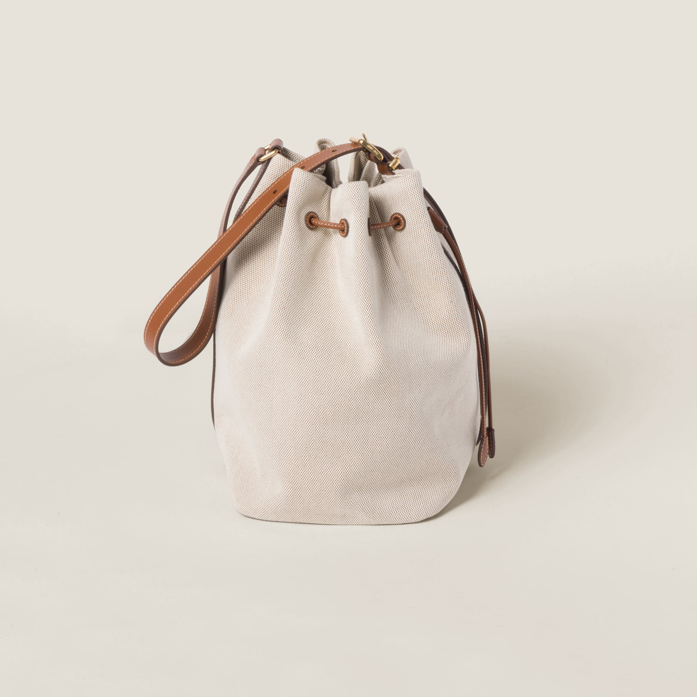 Canvas and leather bucket bag