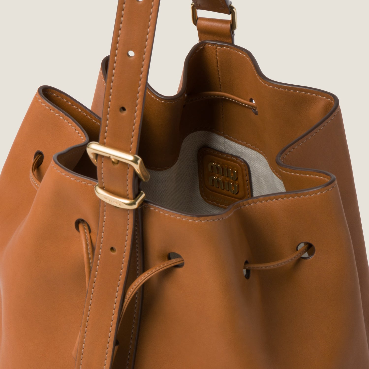 Leather bucket bag