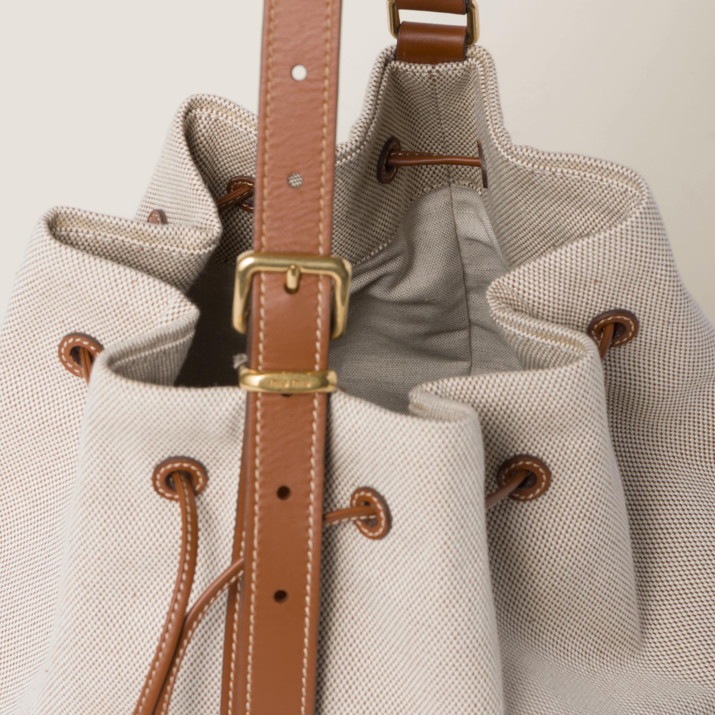 Canvas and leather bucket bag