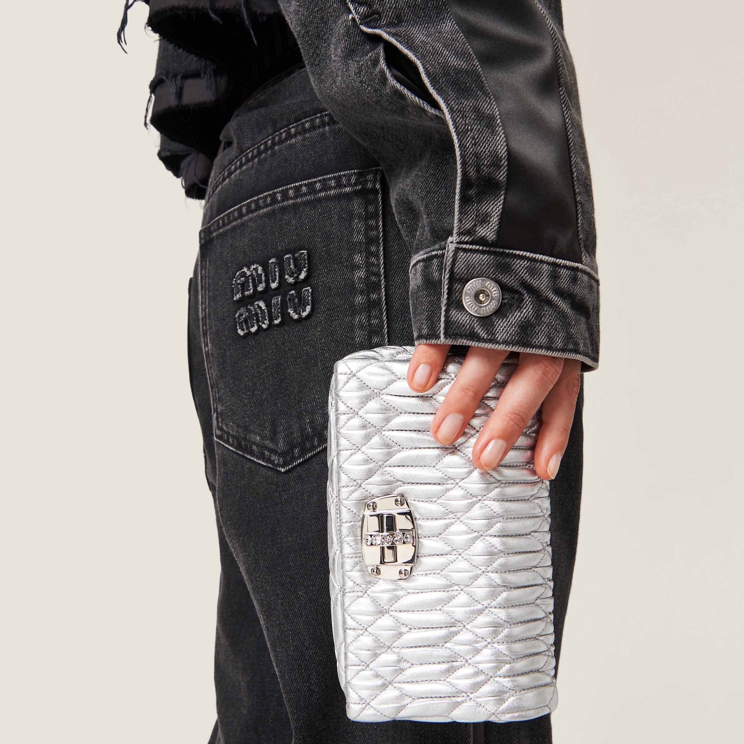 Miu Crystal nappa leather and crystal mini bag