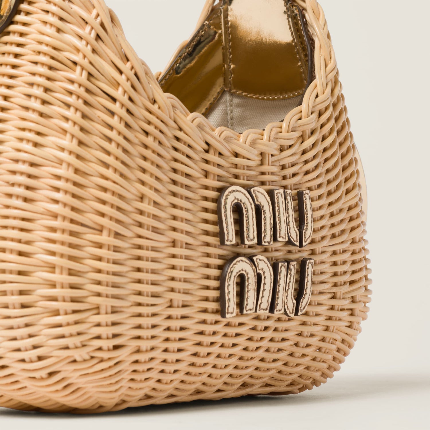 Wander woven raffia-effect yarn hobo bag with leather details