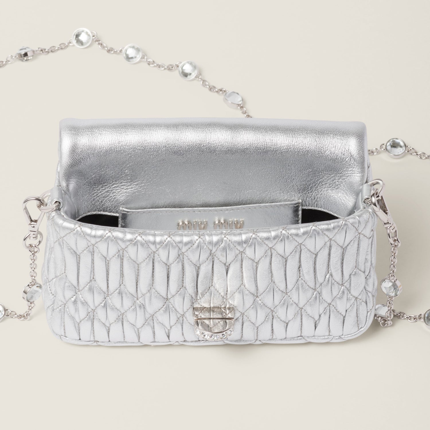 Miu Crystal nappa leather and crystal mini bag