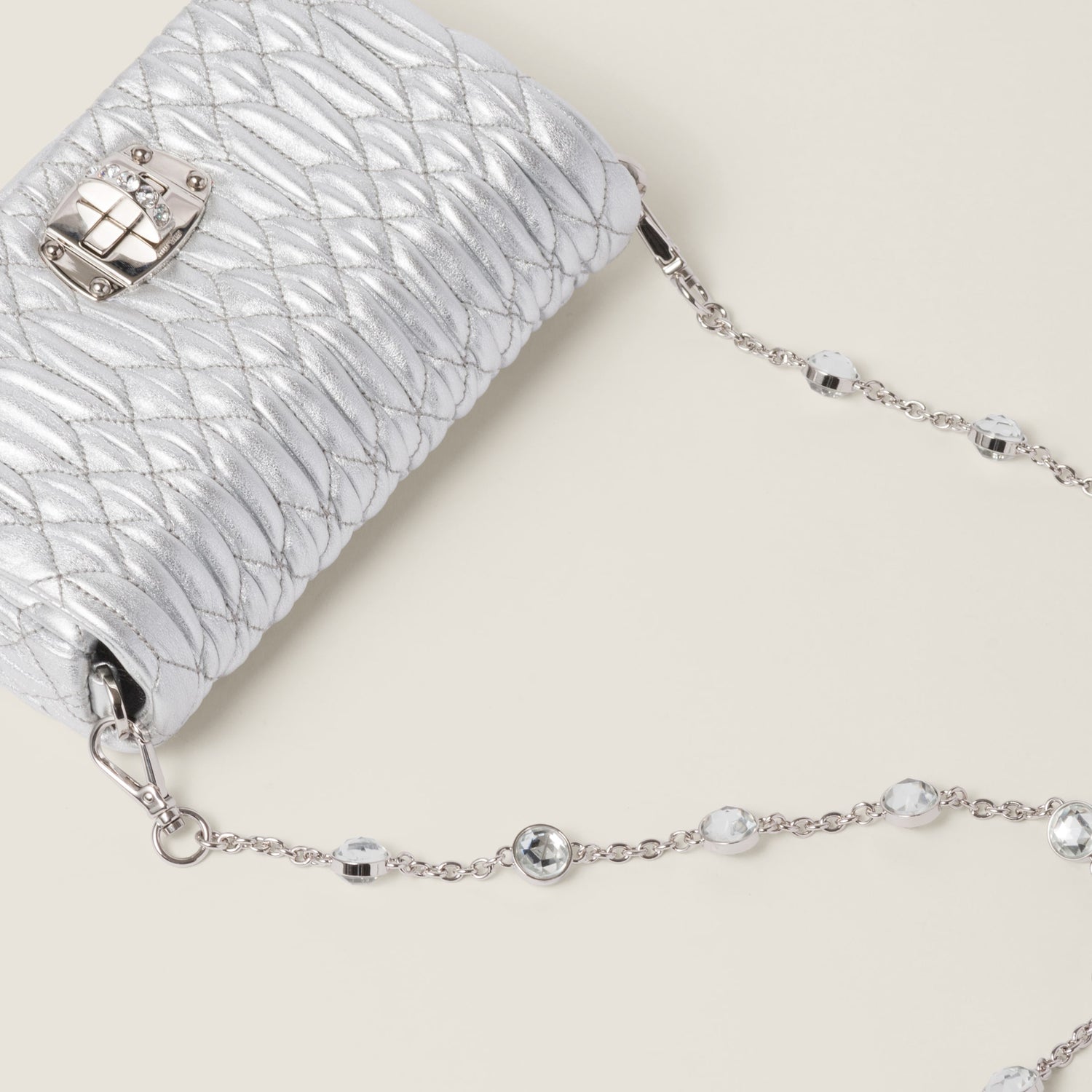 Miu Crystal nappa leather and crystal mini bag