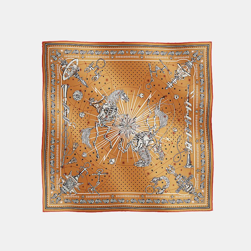 Hermes Chorus Stellarum Bandana 55, Beige Perlino, Front