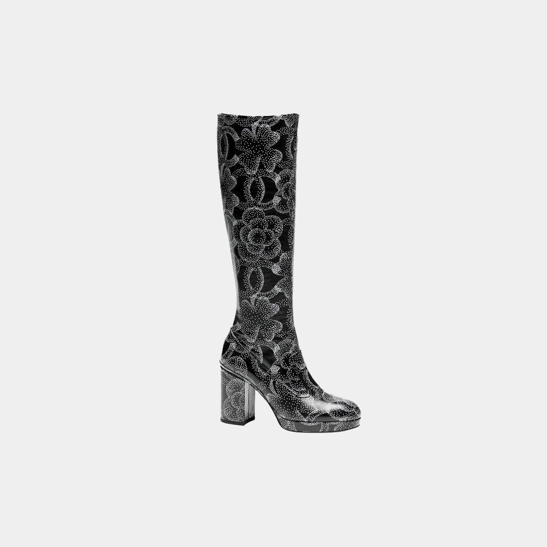 High Boots - Printed Calfskin Black &amp; White