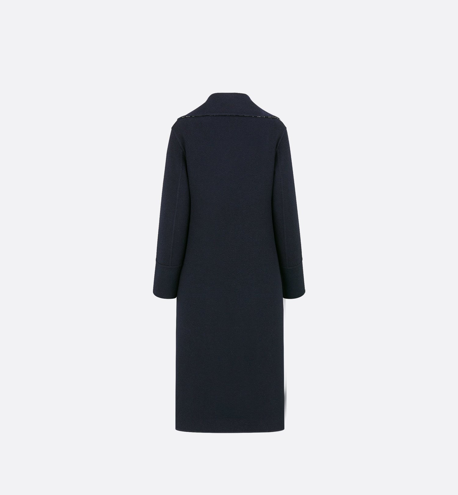 Coat With Belt Blue Double Sided Virgin Wool