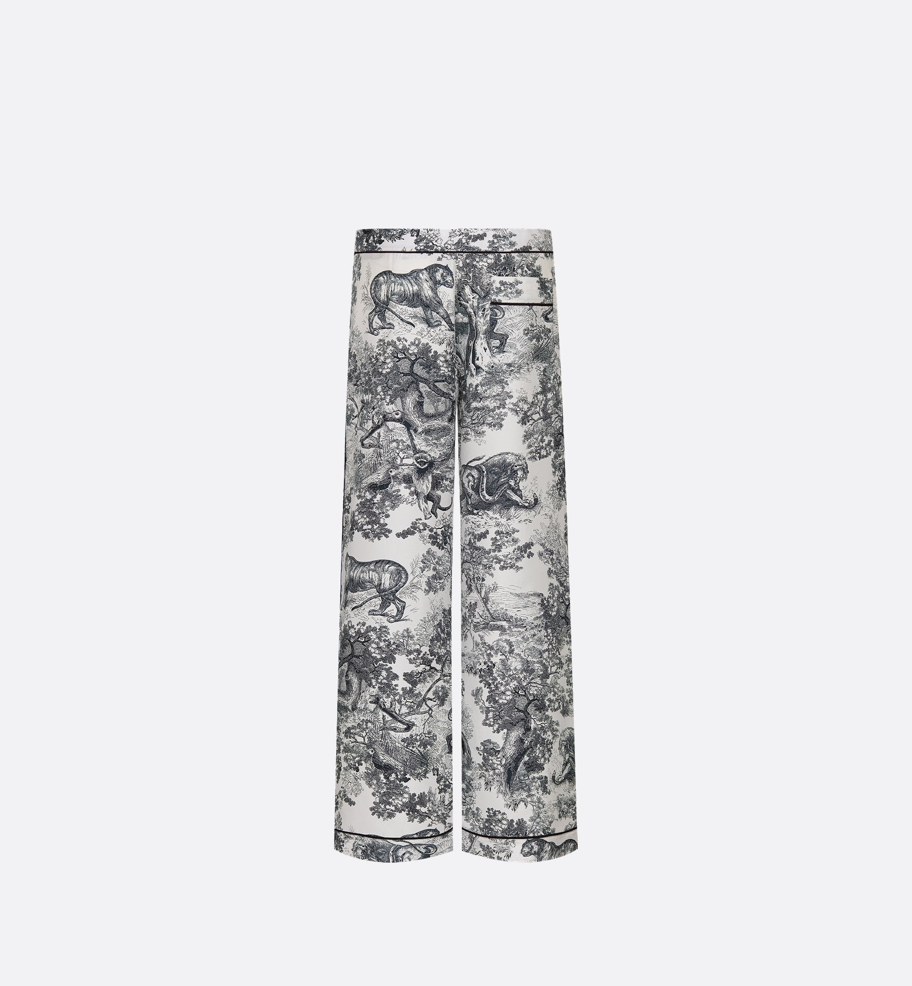 Dior Chez Moi Pants White Silk Twill With Navy Blue Toile De Jouy Motif