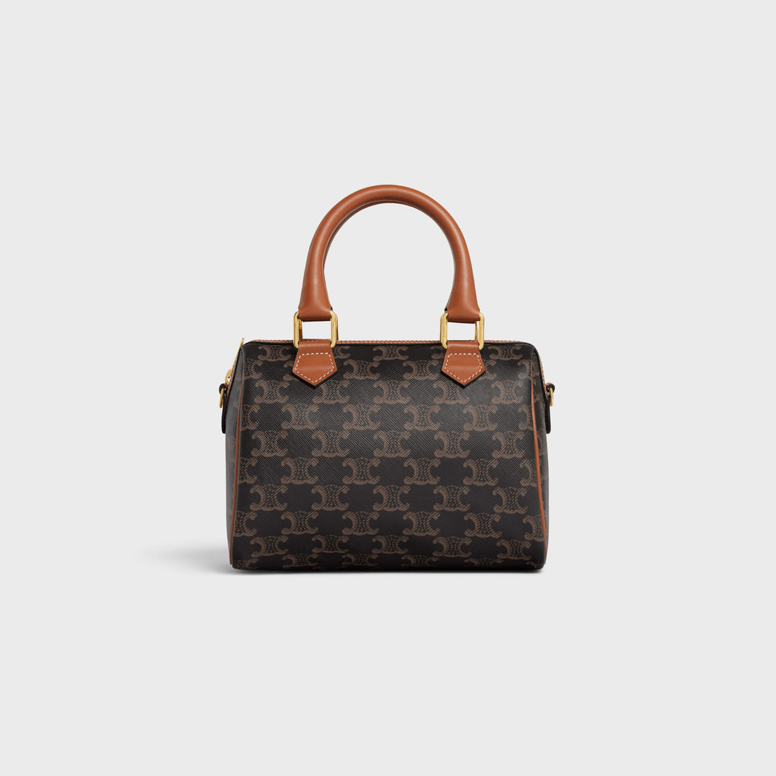 Celine Small Boston Bag In Triomphe Canvas And Calfskin, Front