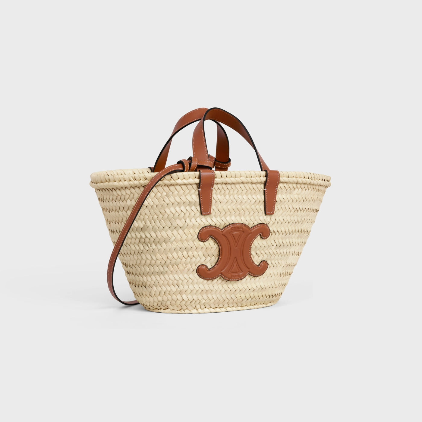 Teen Celine Classic Panier In Palm Leaves And Calfskin