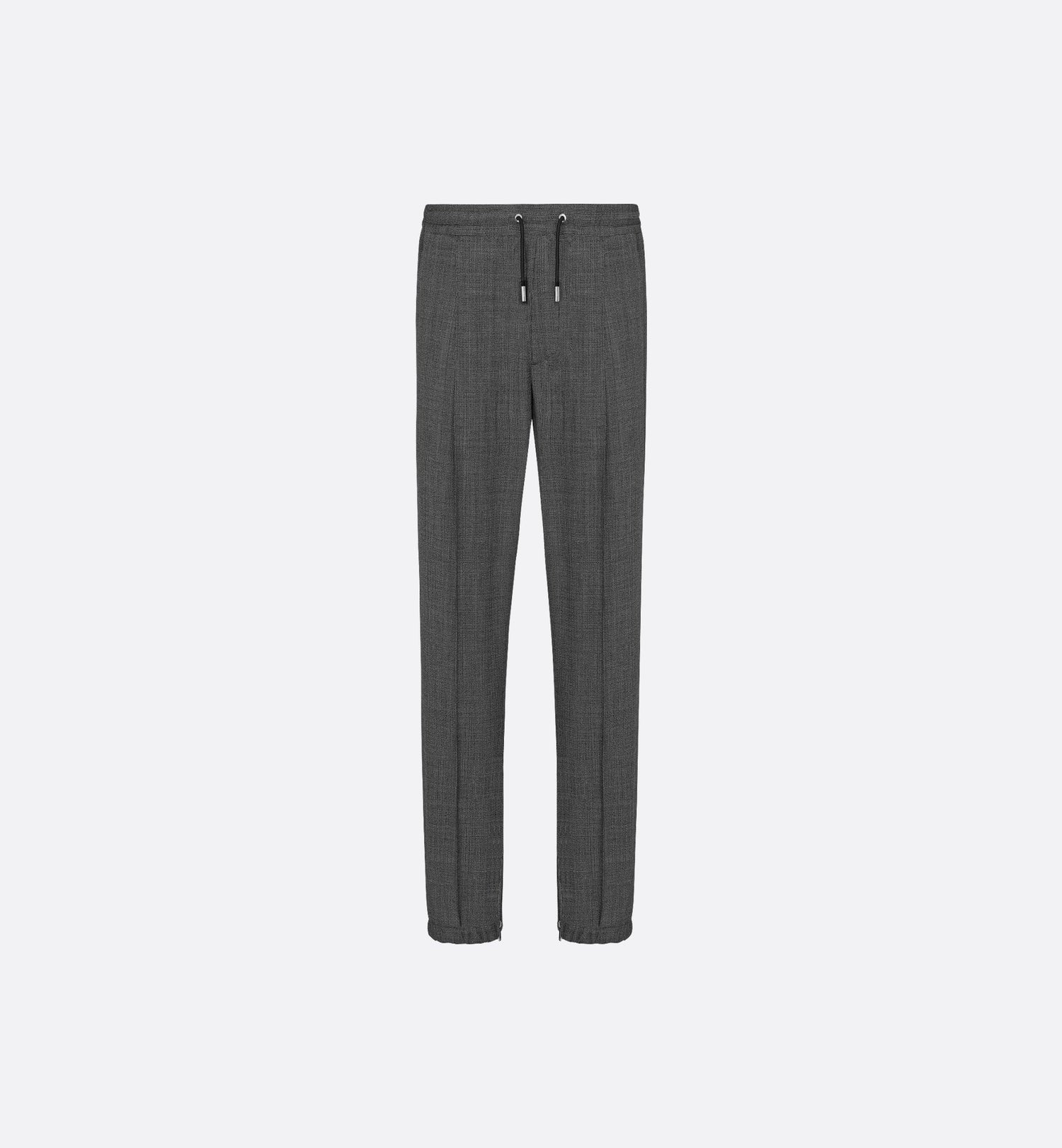 Micro-Houndstooth Track Pants Gray Wool Canvas