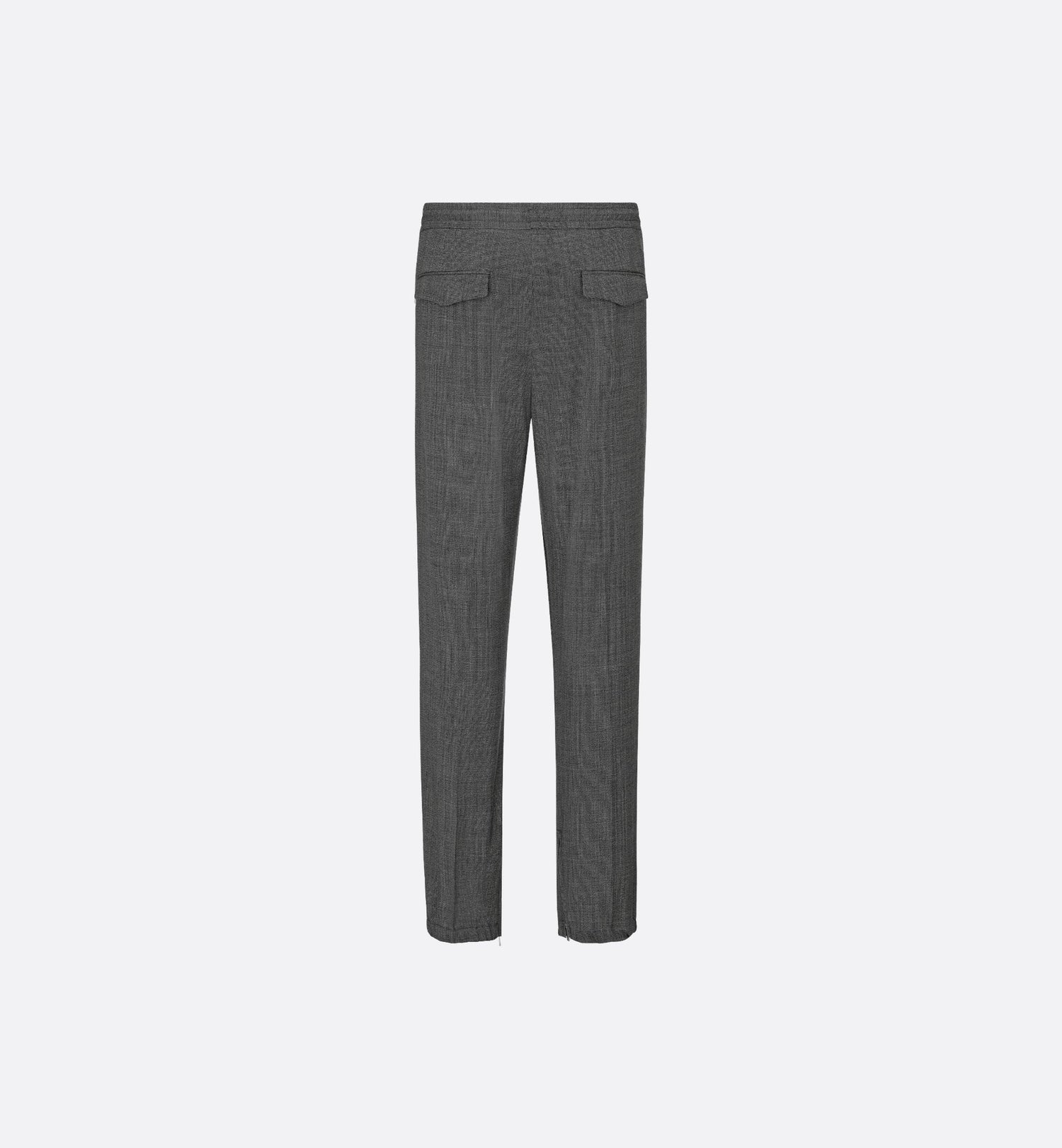 Micro-Houndstooth Track Pants Gray Wool Canvas