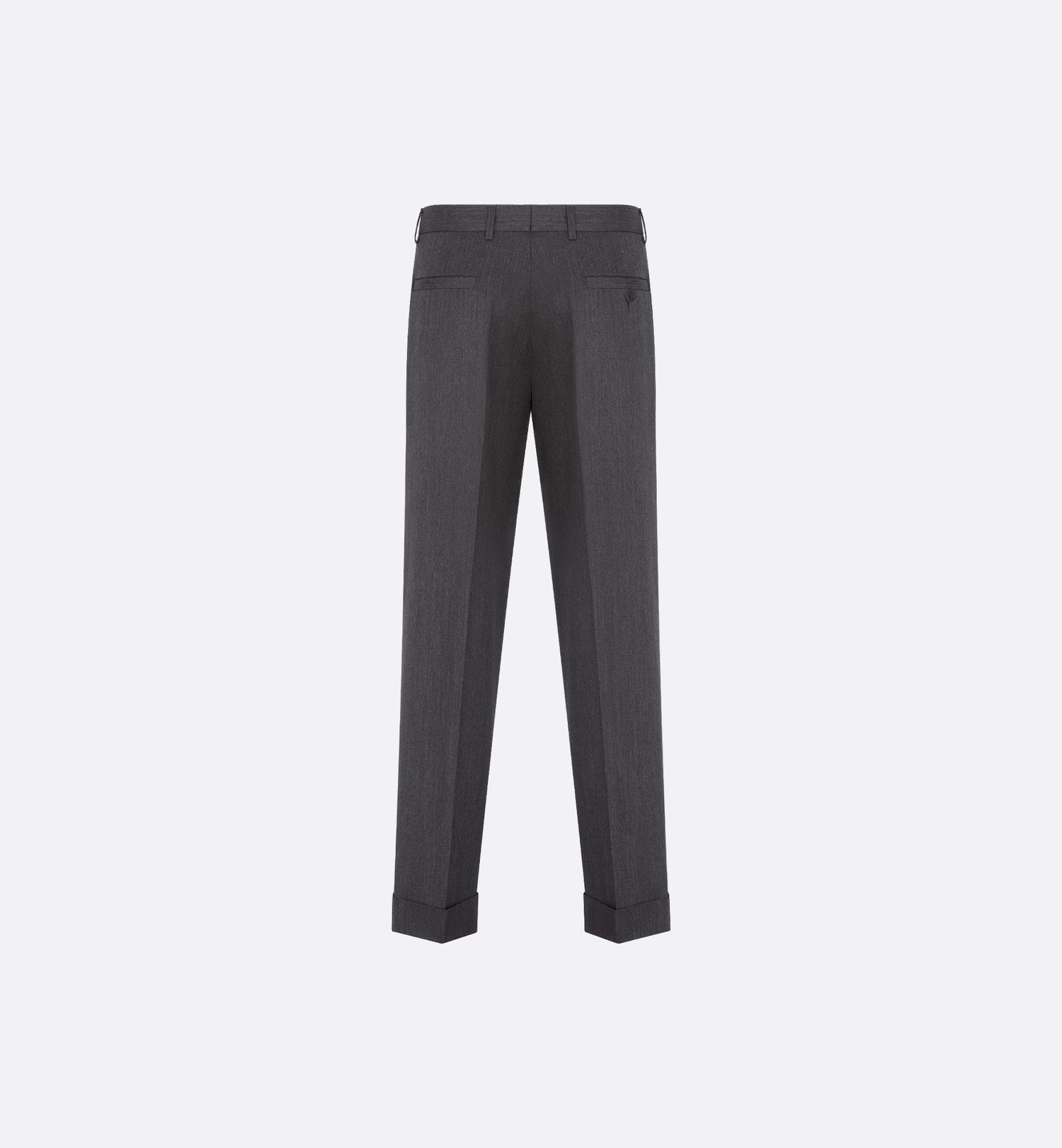 Tailored And Cuffed Chino Pants Gray Wool-Blend Twill