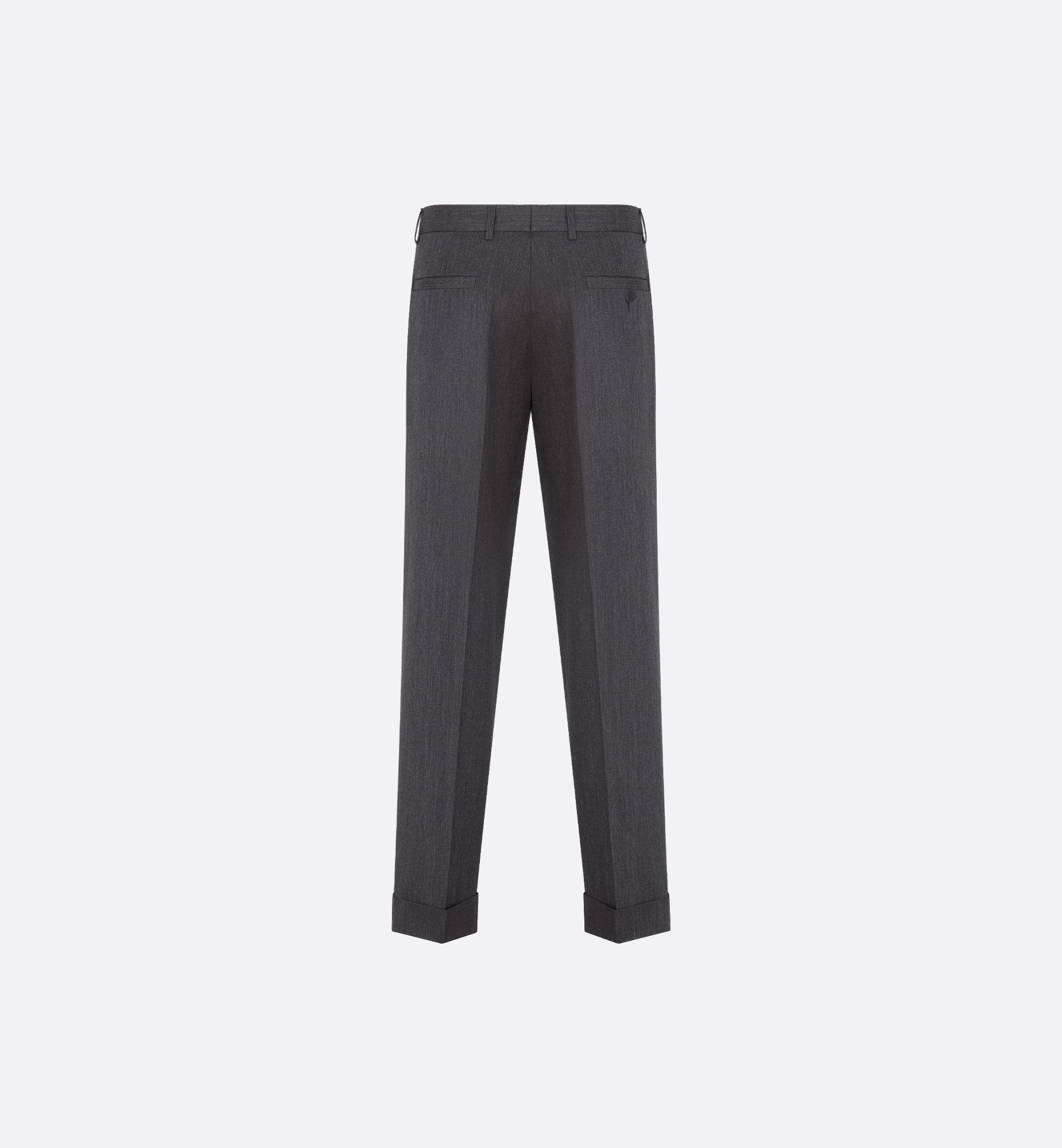 Tailored And Cuffed Chino Pants Gray Wool-Blend Twill