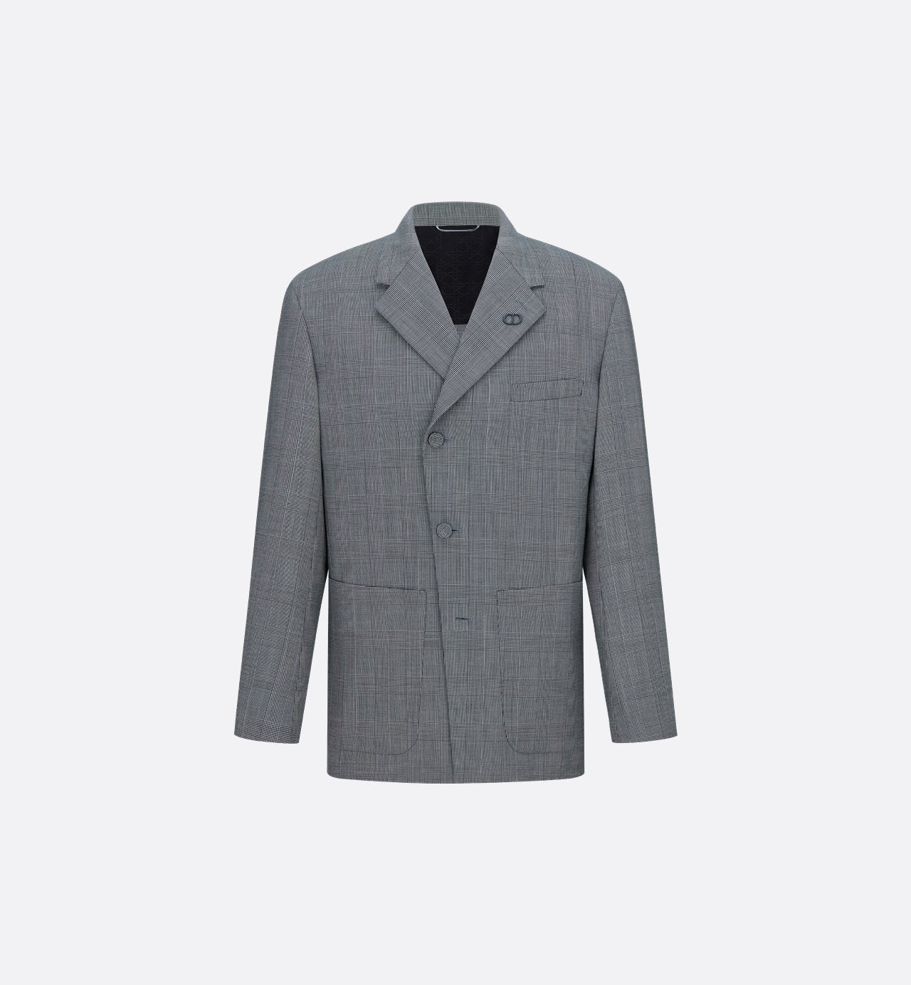 Prince Of Wales Workwear Jacket Gray Wool Canvas