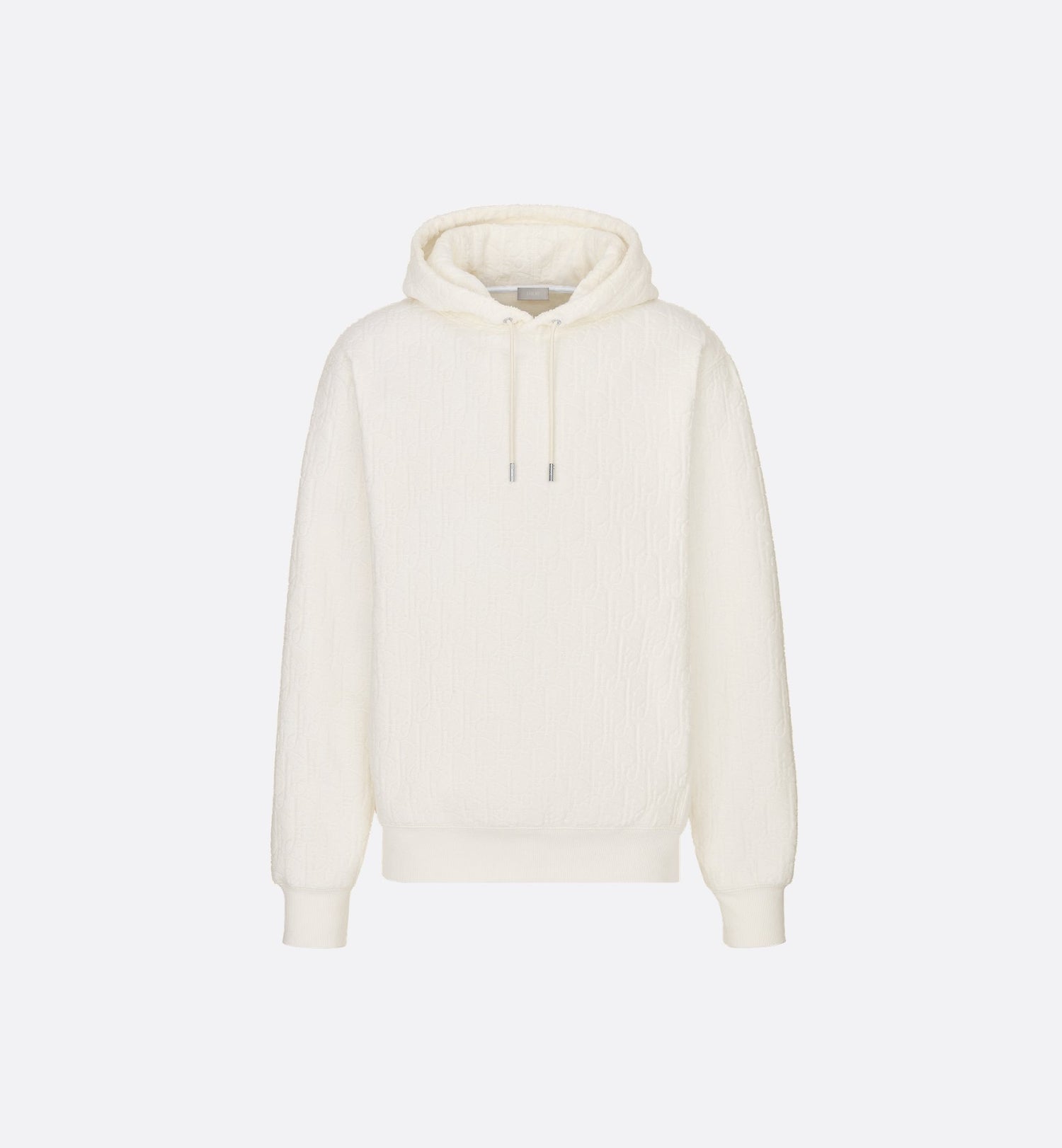 Oblique Relaxed Fit Hooded Sweatshirt Off White Terry Cotton Jacquard