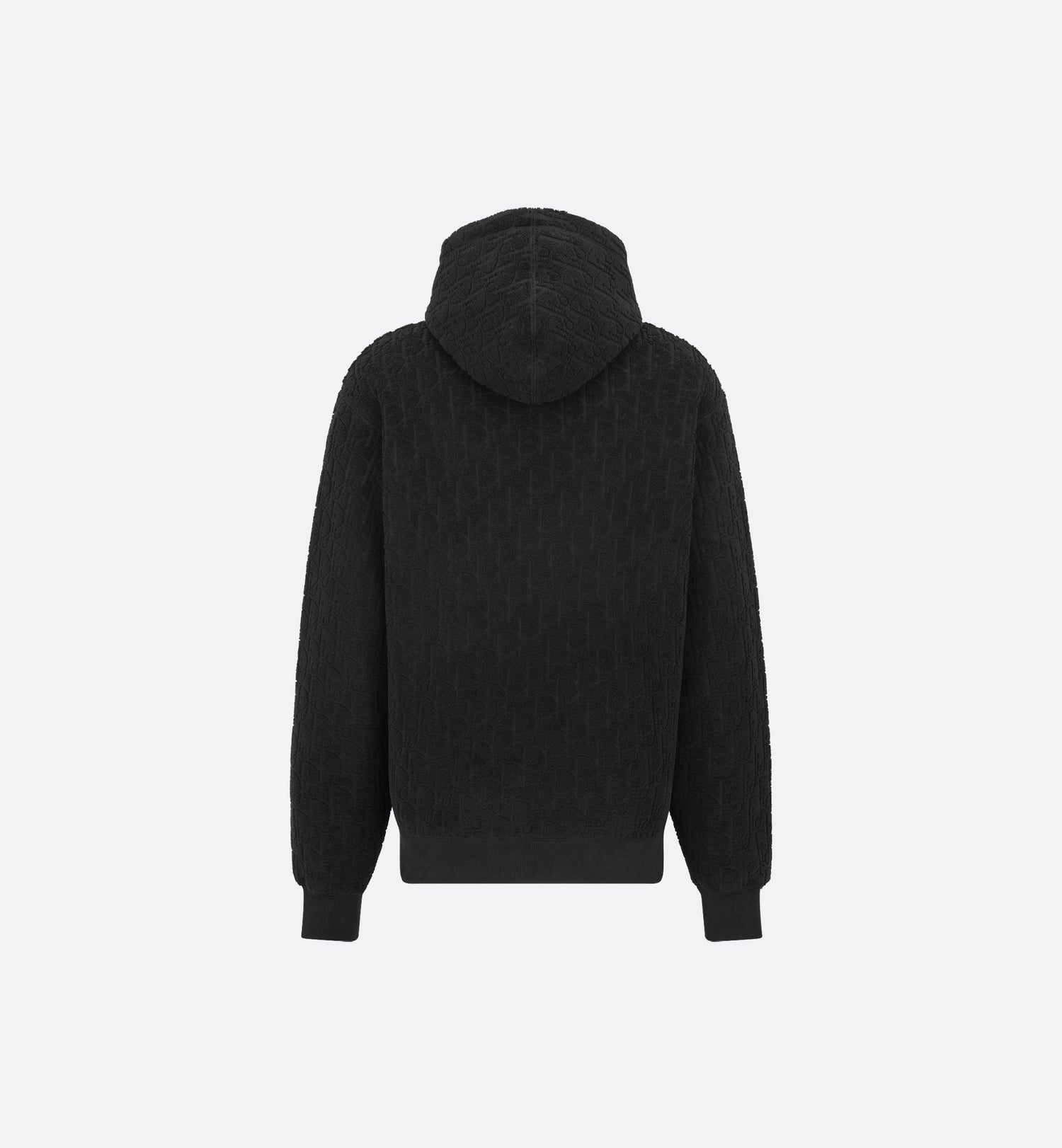 Oblique Relaxed Fit Hooded Sweatshirt Black Terry Cotton Jacquard