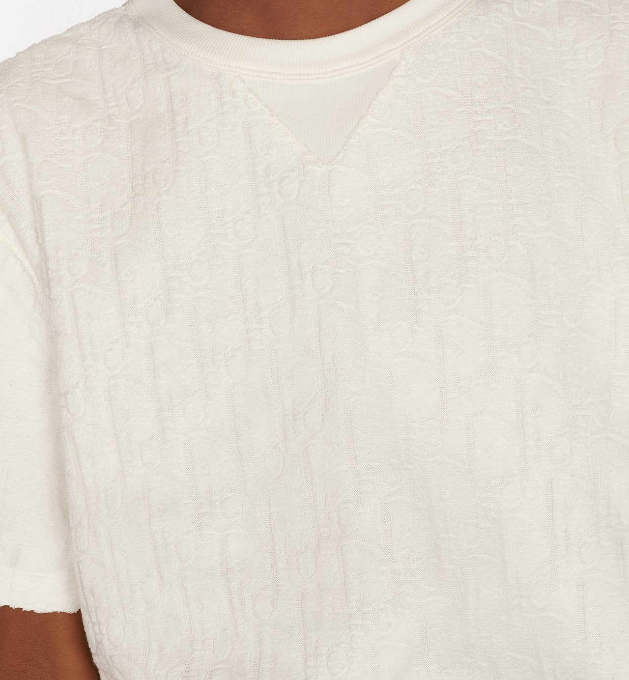 Oblique Relaxed Fit T-Shirt Off White Terry Cotton Jacquard