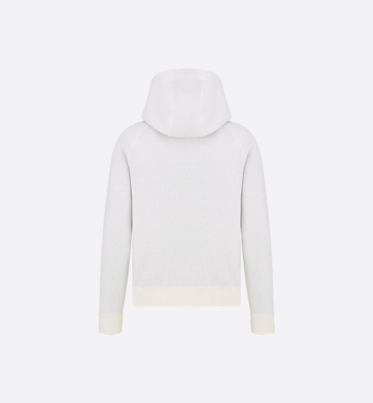 Hooded Track Jacket White Cotton Knit And Cashmere