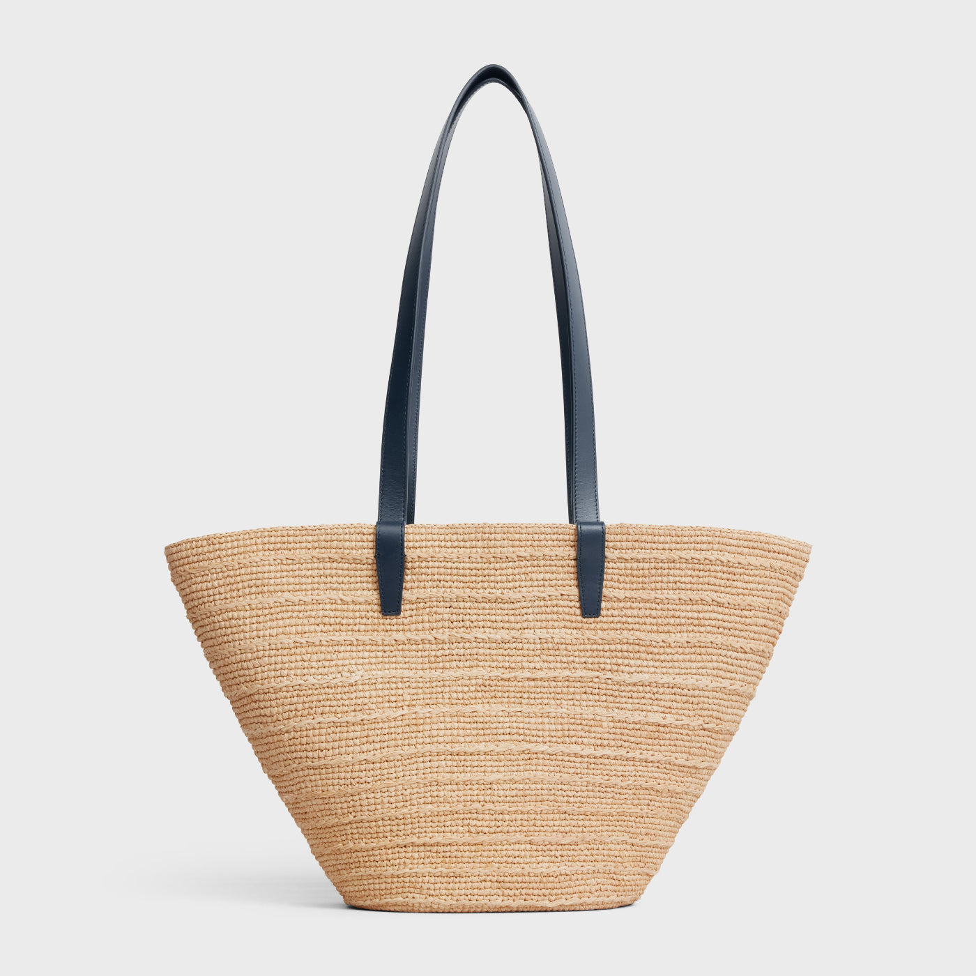 Medium Supple Celine Classic Panier In Raffia And Calfskin