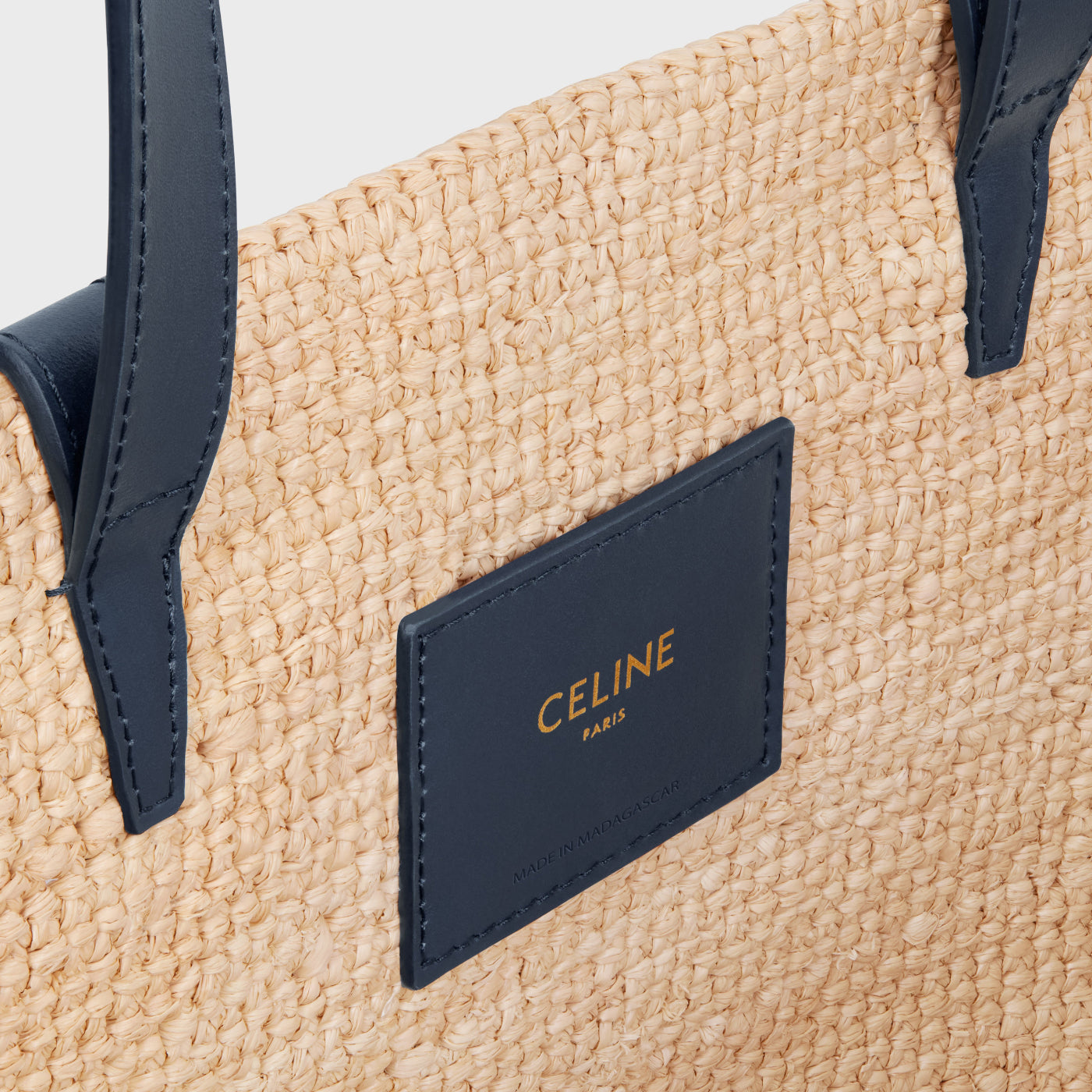 Medium Supple Celine Classic Panier In Raffia And Calfskin