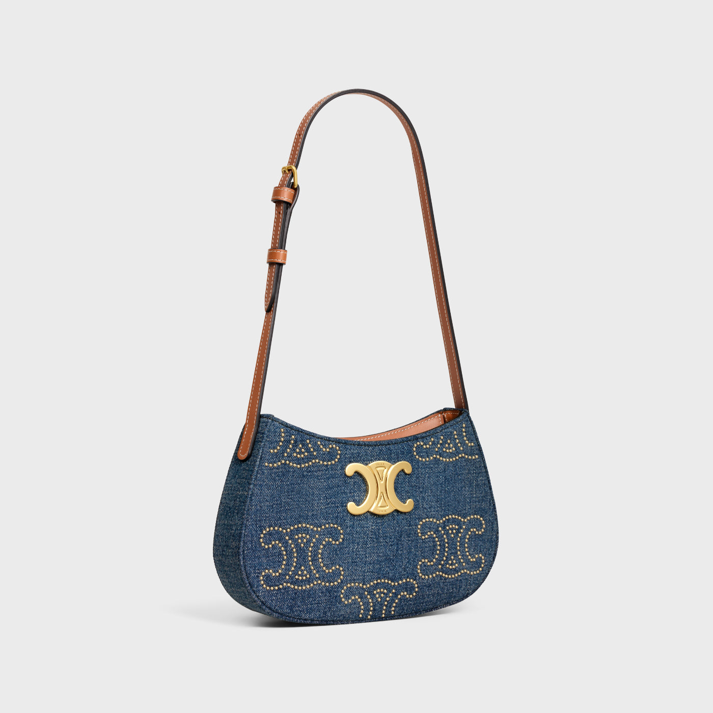 Medium Tilly Bag In Denim With Triomphe Studs And Calfskin