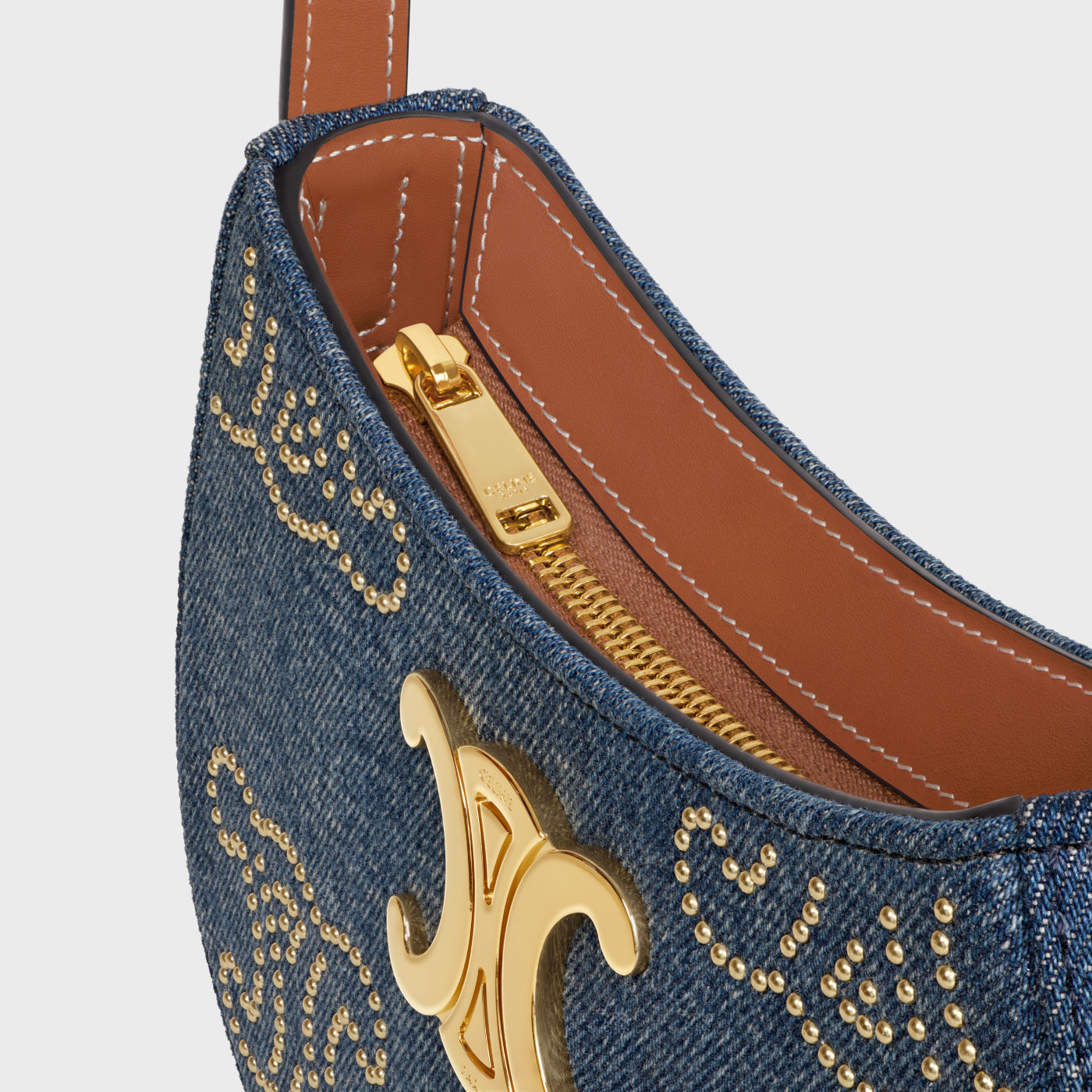 Medium Tilly Bag In Denim With Triomphe Studs And Calfskin