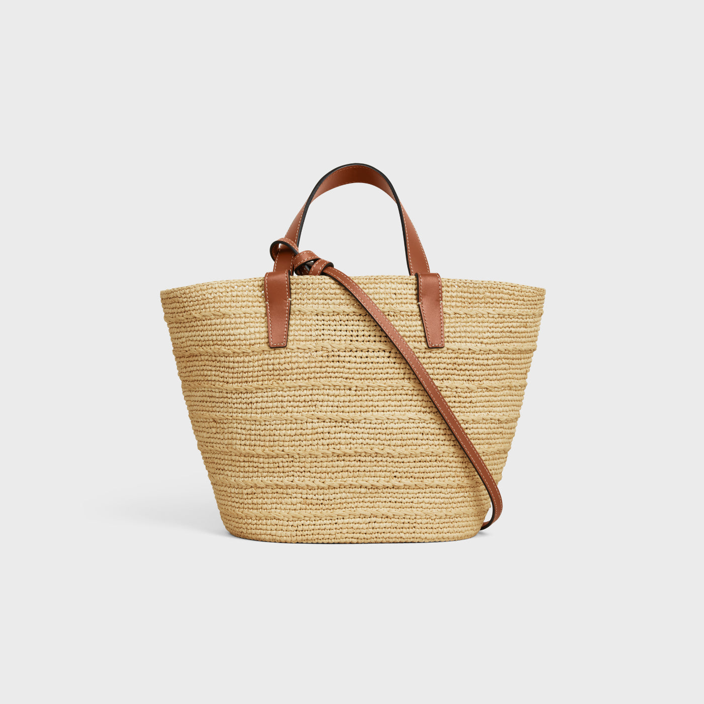 Teen Supple Celine Classic Panier In Raffia And Calfskin