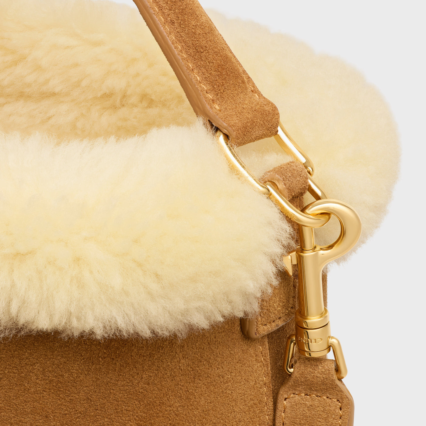 Medium Louise Bag In Suede Calfskin And Shearling