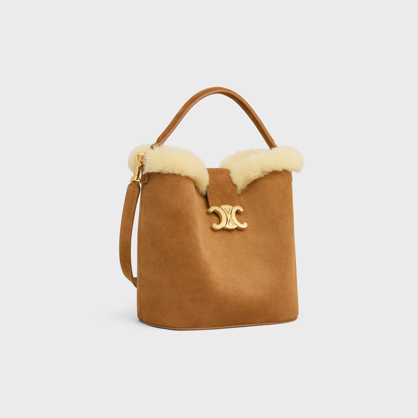 Medium Louise Bag In Suede Calfskin And Shearling