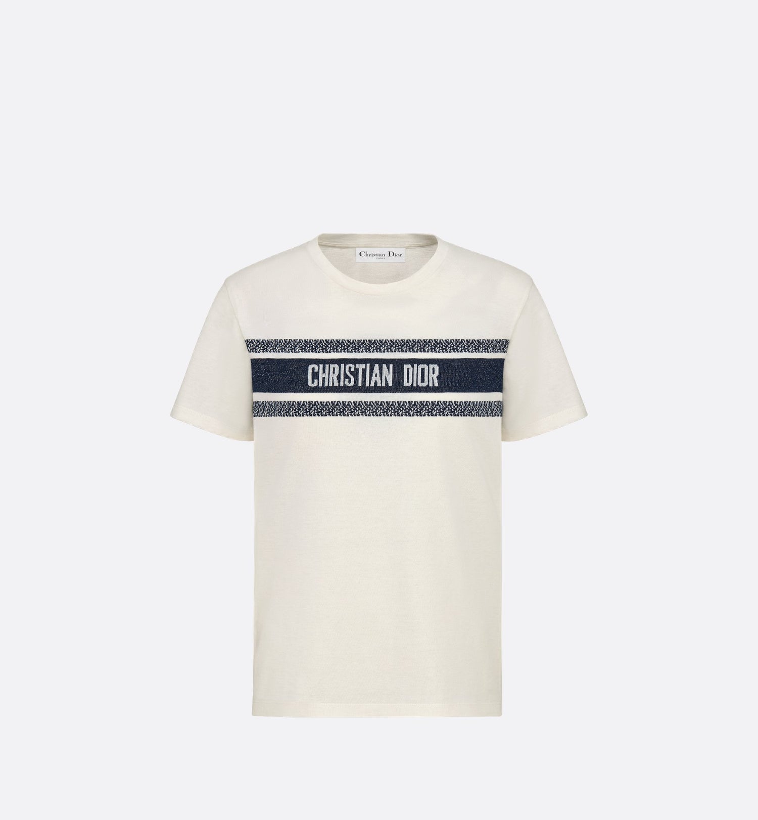 T Shirt White And Navy Blue Cotton Jersey