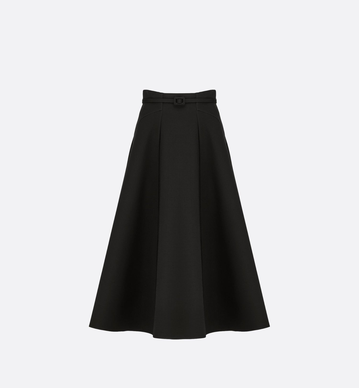 Mid-Length Skirt Black Wool And Silk