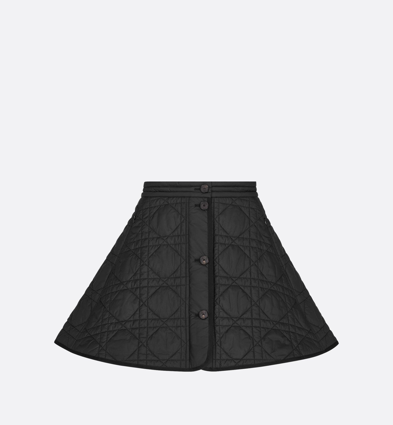 Macrocannage Miniskirt Black Quilted Technical Taffeta