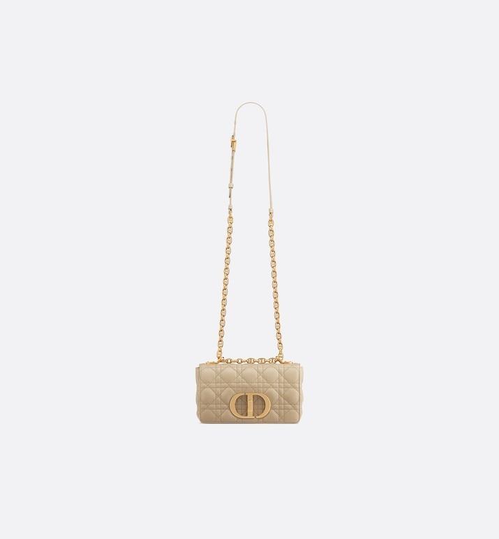 Small Dior Caro Bag Beige Supple Cannage Calfskin