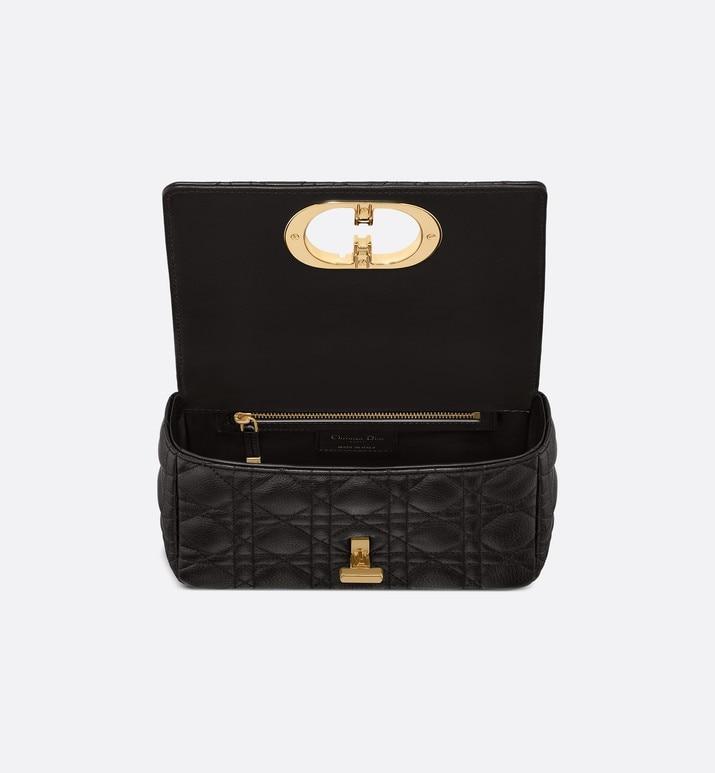 Small Dior Caro Bag Black Supple Cannage Calfskin