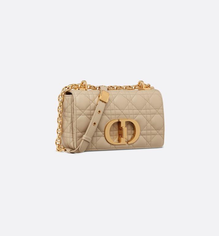 Small Dior Caro Bag Beige Supple Cannage Calfskin