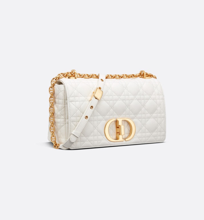 Small Dior Caro Bag Ivory Supple Cannage Calfskin