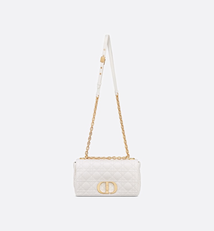 Small Dior Caro Bag Ivory Supple Cannage Calfskin