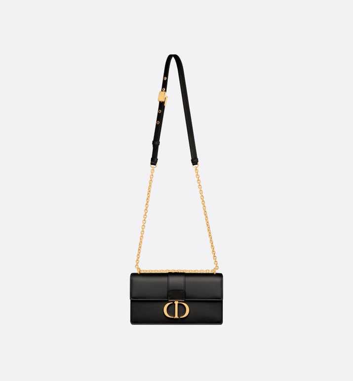 30 Montaigne East-West Bag with Chain Black Calfskin