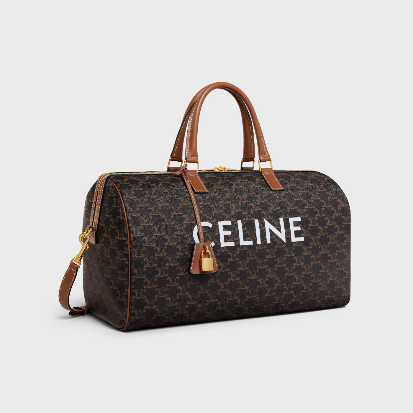 Medium Travel Bag In Triomphe Canvas With Celine Print