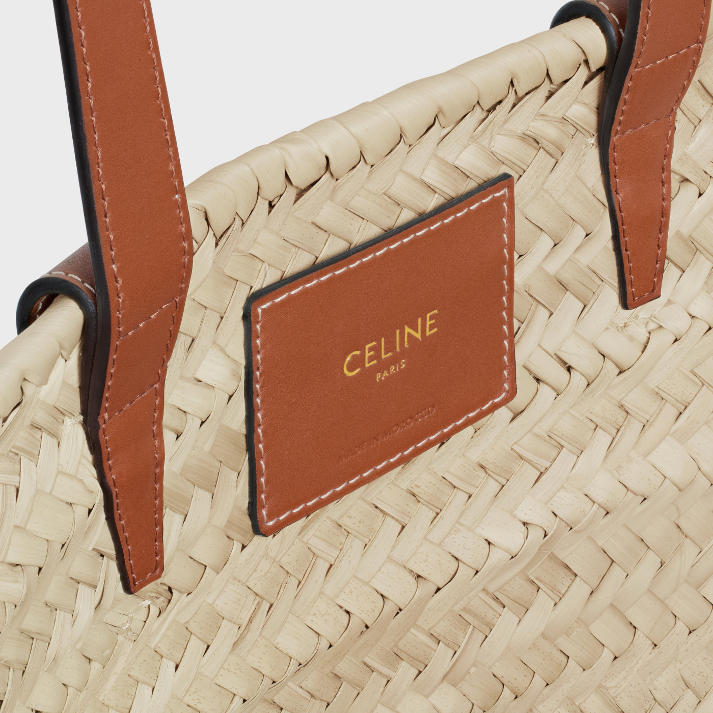 Medium Celine Classic Panier In Palm Leaves And Calfskin