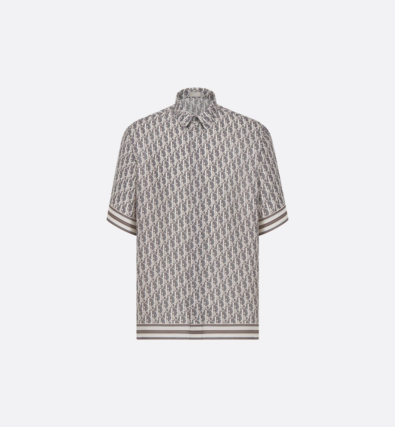 Oblique Short-Sleeved Shirt Gray Organic Silk Twill