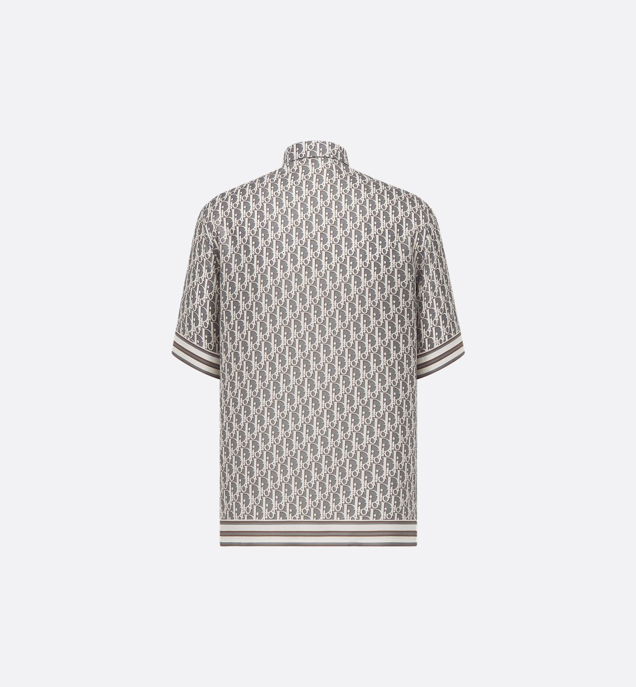 Oblique Short-Sleeved Shirt Gray Organic Silk Twill