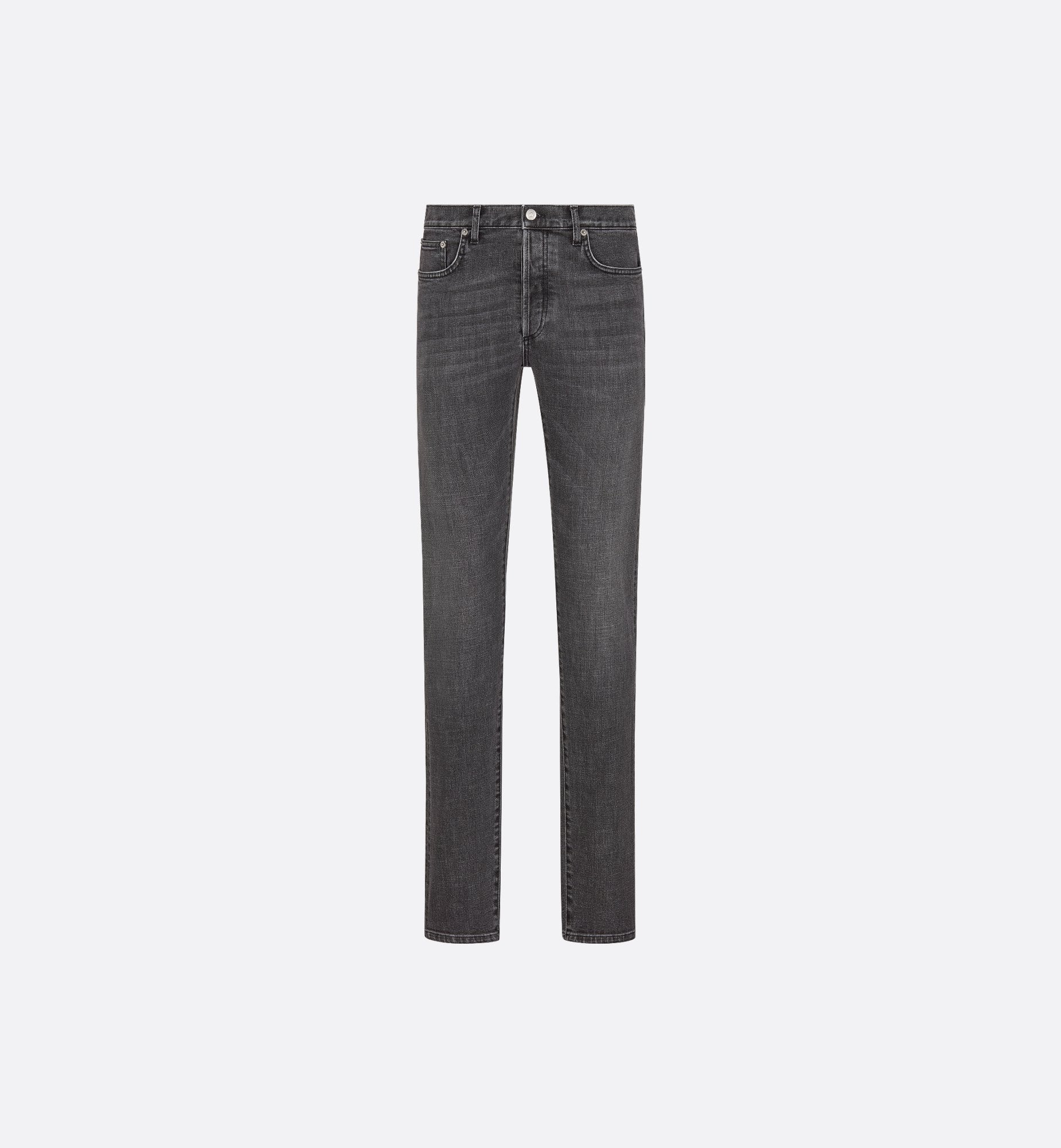 Long Slim-Fit Jeans Gray Cotton Denim